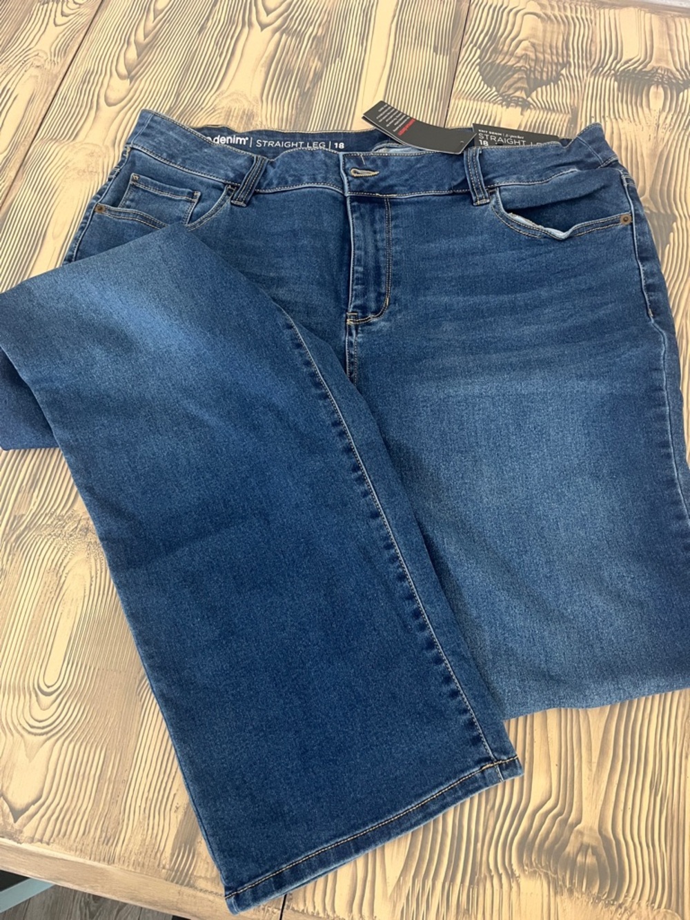 Avenue Women's Straight Leg Jeans - Blue